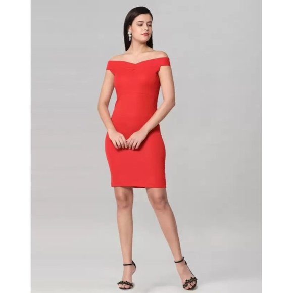 NWT Wild Fable Womens Off Shoulder Mini Dress F00246110 Stretch Red Size X Small - Picture 1 of 11